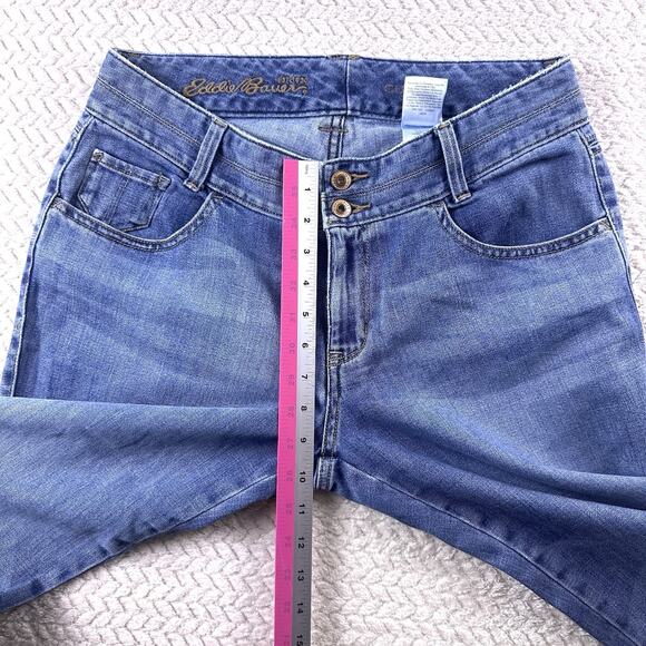 Eddie‎ Bauer Jeans Womens 8 Blue Curvy Capri Light Wash Zip Denim 98% Cotton - Picture 7 of 14